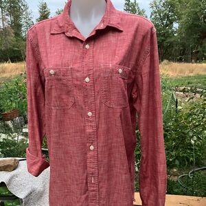Old Navy distressed classic Button-Up Shirt L Tall slim fit